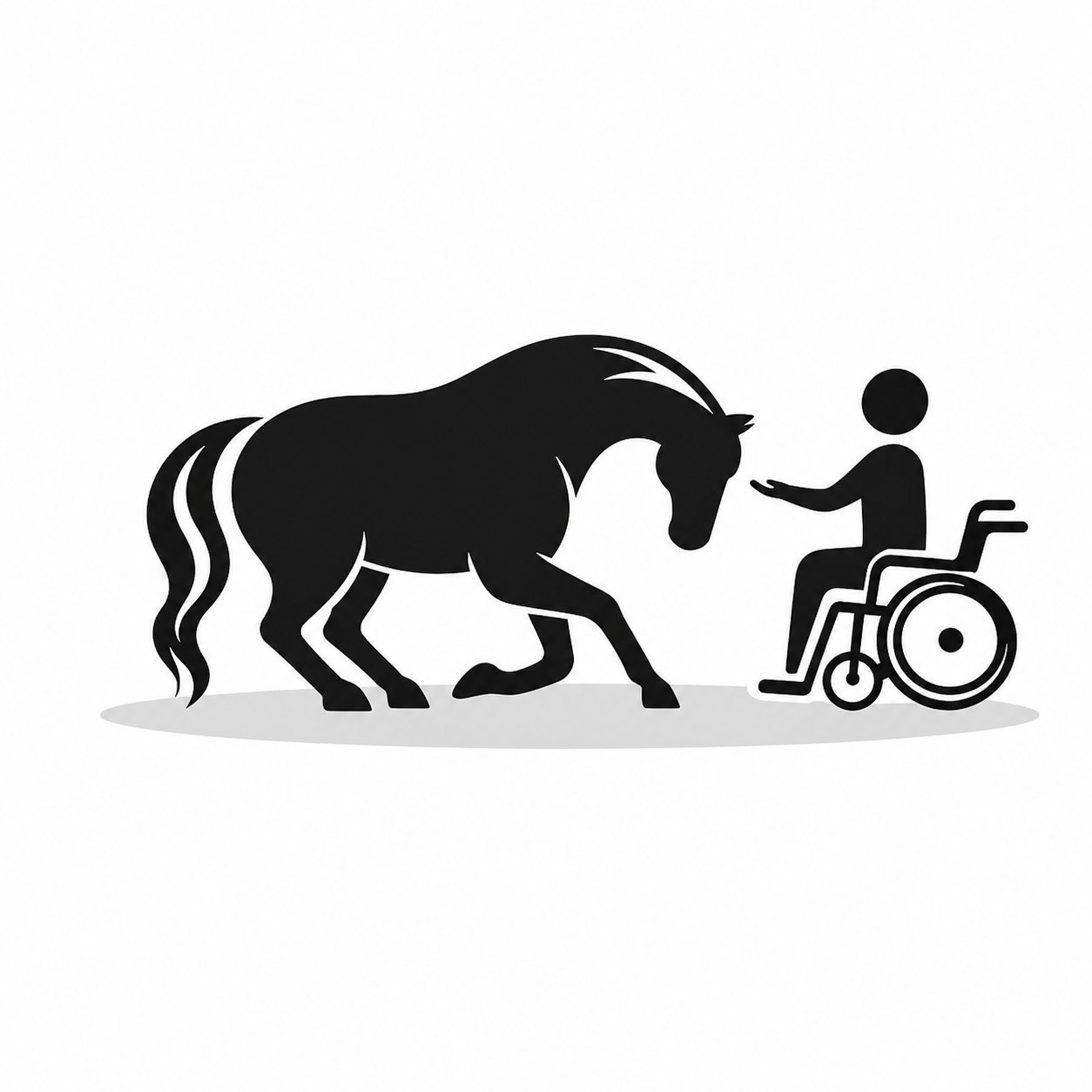 Accessible riding icon — wheelchair user next to horse