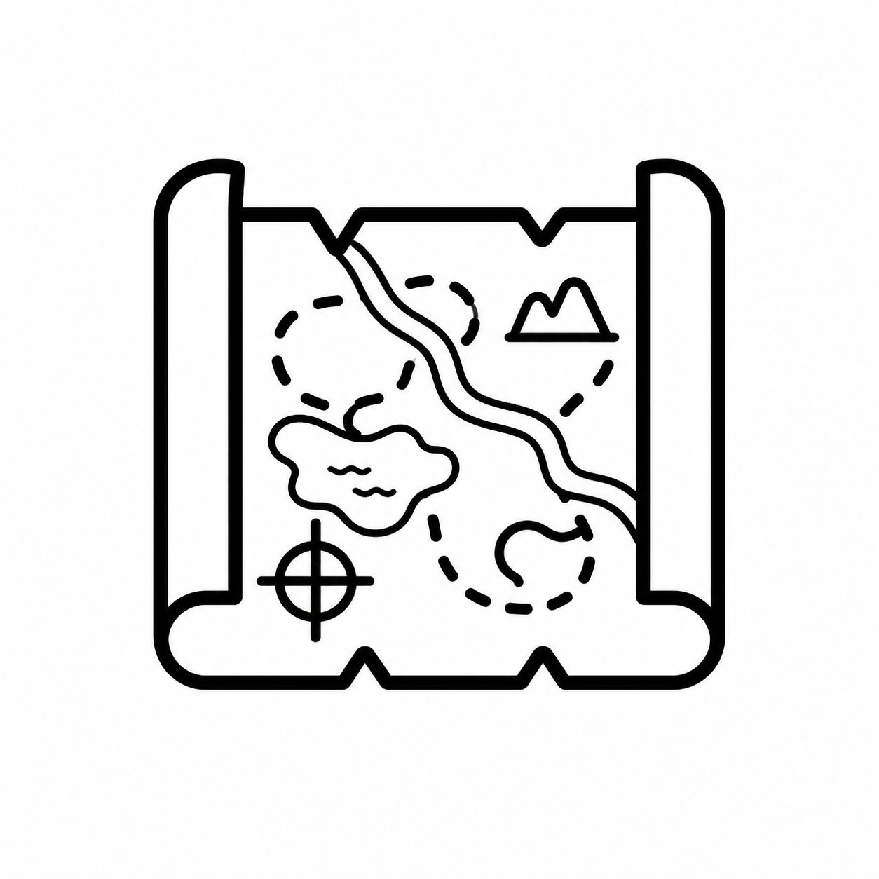 Trail rides icon — rolled map with route